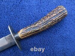 Antique 19th Century Bowie Hunting Knife And Sheath Josiah Barnes Sheffield