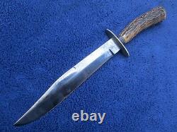 Antique 19th Century Bowie Hunting Knife And Sheath Josiah Barnes Sheffield