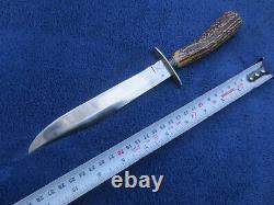 Antique 19th Century Bowie Hunting Knife And Sheath Josiah Barnes Sheffield