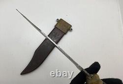 Antique Dagger Knife Blade Fixed Metal Handle Sheath Wood Hunting Rare Old 20th