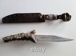 Antique Dagger Knife Blade Handle Fixed Steel Hunting Angel Men's Rare Old 20th