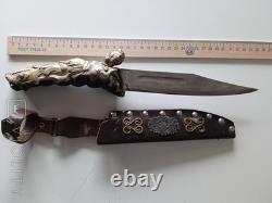 Antique Dagger Knife Blade Handle Fixed Steel Hunting Angel Men's Rare Old 20th