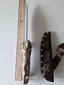 Antique Dagger Knife Blade Handle Fixed Steel Hunting Angel Men's Rare Old 20th