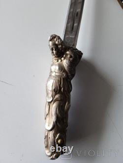 Antique Dagger Knife Blade Handle Fixed Steel Hunting Angel Men's Rare Old 20th