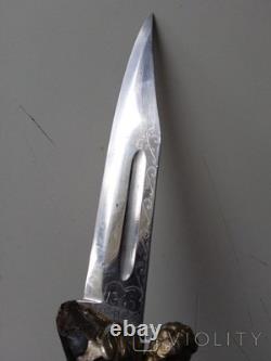 Antique Dagger Knife Blade Handle Fixed Steel Hunting Angel Men's Rare Old 20th