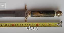 Antique Dagger Knife Hunting Double Head Eagle Fixed Metal Handle Rare Old 19th