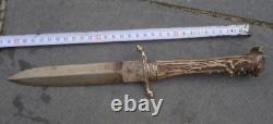 Antique Dagger Knife Hunting WKC Crown Fixed Metal Germany Handle Rare Old 20th