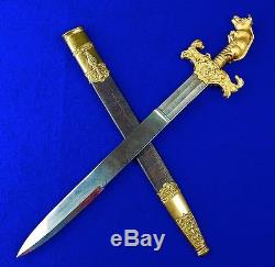 Antique French France 19 Century Hunting Dagger Knife Short Sword with Scabbard