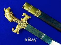Antique French France 19 Century Hunting Dagger Knife Short Sword with Scabbard