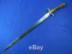Antique German Germany 19 Century Hunting Carved Stag Dagger Knife Sword