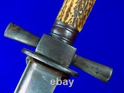 Antique German Germany WW1 Stag Hunting Dagger Knife Short Sword with Scabbard