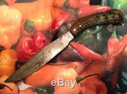 Antique Hand Forged Hunting Knife Old Bowie Style Blade Antler Handle Handmade