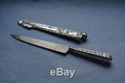 Antique Hunting Silverplated Dagger Knife Scabbard