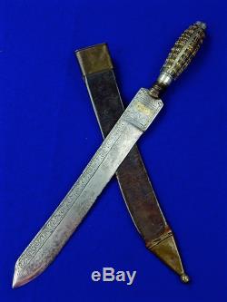 Antique Italian Italy Spain Spanish 19 Century Hunting Dagger Knife with Scabbard
