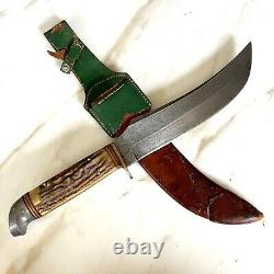 Antique Large 14 Stag Hunting Bowie Knife Othello Anton Wingen Jr Germany Huge