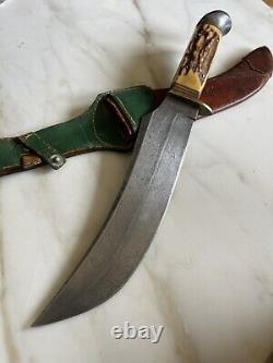 Antique Large 14 Stag Hunting Bowie Knife Othello Anton Wingen Jr Germany Huge