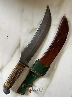 Antique Large 14 Stag Hunting Bowie Knife Othello Anton Wingen Jr Germany Huge