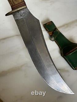 Antique Large 14 Stag Hunting Bowie Knife Othello Anton Wingen Jr Germany Huge