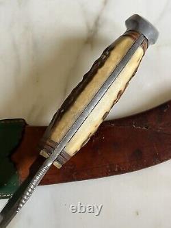 Antique Large 14 Stag Hunting Bowie Knife Othello Anton Wingen Jr Germany Huge