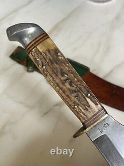 Antique Large 14 Stag Hunting Bowie Knife Othello Anton Wingen Jr Germany Huge