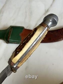 Antique Large 14 Stag Hunting Bowie Knife Othello Anton Wingen Jr Germany Huge