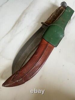 Antique Large 14 Stag Hunting Bowie Knife Othello Anton Wingen Jr Germany Huge