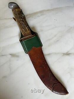 Antique Large 14 Stag Hunting Bowie Knife Othello Anton Wingen Jr Germany Huge