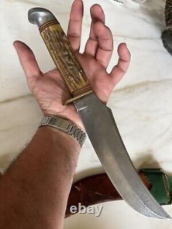 Antique Large 14 Stag Hunting Bowie Knife Othello Anton Wingen Jr Germany Huge