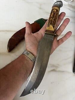 Antique Large 14 Stag Hunting Bowie Knife Othello Anton Wingen Jr Germany Huge