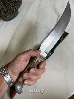 Antique Large 14 Stag Hunting Bowie Knife Othello Anton Wingen Jr Germany Huge