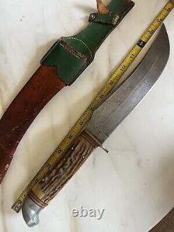 Antique Large 14 Stag Hunting Bowie Knife Othello Anton Wingen Jr Germany Huge