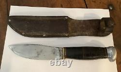 Antique MARBLES 1916 PAT Gladstone WOODCRAFT KNIFE withSheath