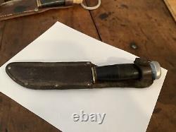 Antique MARBLES 1916 PAT Gladstone WOODCRAFT KNIFE withSheath