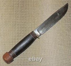 Antique Marbles M. S. A. Co. Ideal Hunting Fighting Knife, w. Original Tube Sheath