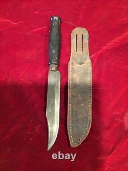 Antique Old US WW1 Period Vintage RICHARD'S Knife With Leather Sheath