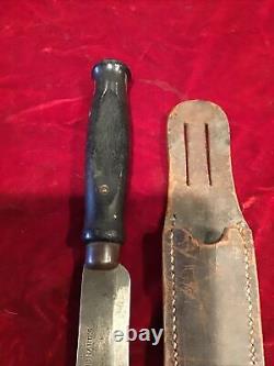 Antique Old US WW1 Period Vintage RICHARD'S Knife With Leather Sheath