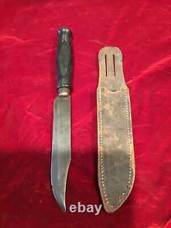 Antique Old US WW1 Period Vintage RICHARD'S Knife With Leather Sheath