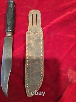 Antique Old US WW1 Period Vintage RICHARD'S Knife With Leather Sheath