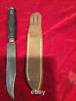 Antique Old US WW1 Period Vintage RICHARD'S Knife With Leather Sheath