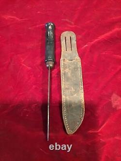 Antique Old US WW1 Period Vintage RICHARD'S Knife With Leather Sheath