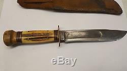 Antique RARE MARBLES Gladstone M. S. A. Co. MSA Hunting Fighting Knife with Sheath