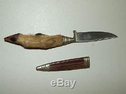 Antique Rostfrei German Soligen Hunting Knife with Taxidermy Deer Hoof Handle