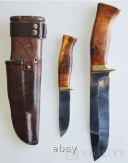 Antique Set of Hunting Knives 2 Scabbard Leather Russian Empire Rare Dagger 20th