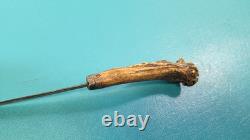 Antique Stag Handled Hunters Knife Straightback Crown Guard 9 Long TR1541