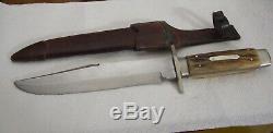 Antique Vintage G. C. Co. GERMAN Hunting BOWIE KNIFE & SHEATH 8 blade 1/4 thic