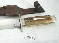 Antique Vintage G. C. Co. GERMAN Hunting BOWIE KNIFE & SHEATH 8 blade 1/4 thic