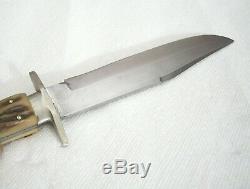 Antique Vintage G. C. Co. GERMAN Hunting BOWIE KNIFE & SHEATH 8 blade 1/4 thic