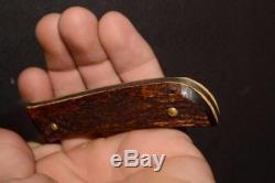 Antique/Vtg MARBLES GLADSTONE USA MADE Fixed BONE Stag HUNTING KNIFE withSHEATH