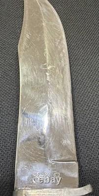 Antique WWII Era KINFOLKS USA Leather Handle Hunting Knife & Sheath (5.5 blade)