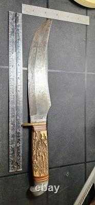 Anton Wingen Jr. Buffalo Skinner Knife with Sheath Stag, Germany
